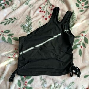 black one shoulder knot side top